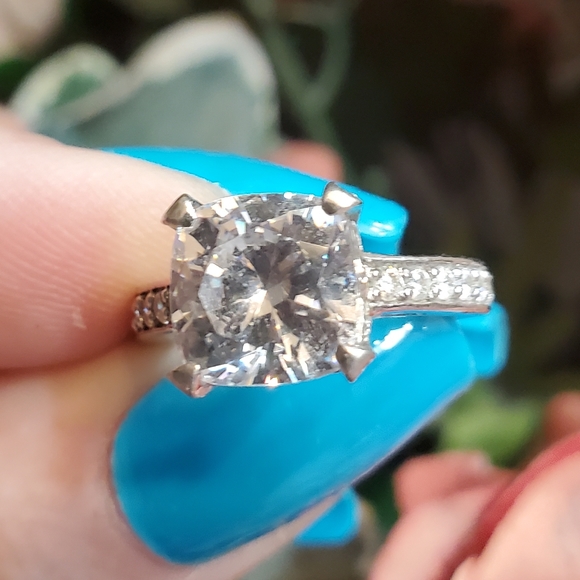 13mm diamond TRUE VINTAGE LARGE CZ SILVER RING 💍